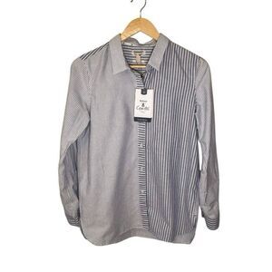 Barbour Women’s Bay Shirt Button Down Shirt Size 6 Navy/White Relaxed Brand New